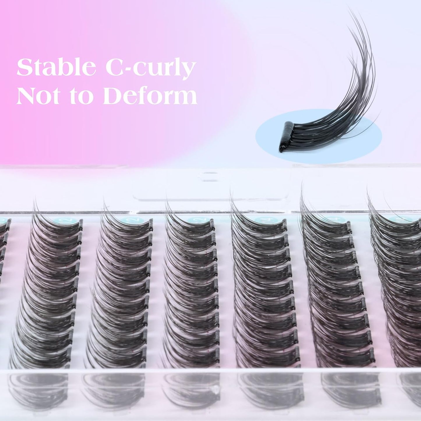 Self-Adhesive Eyelash Clusters - Natural Wispy C-Curl Pre-Glued Lashes | 10-16MM Individual Extensions