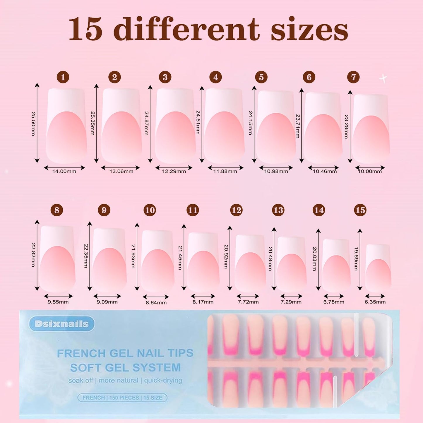 Dsixnails French Tip Press on Nails, Soft Gel Nail Tips