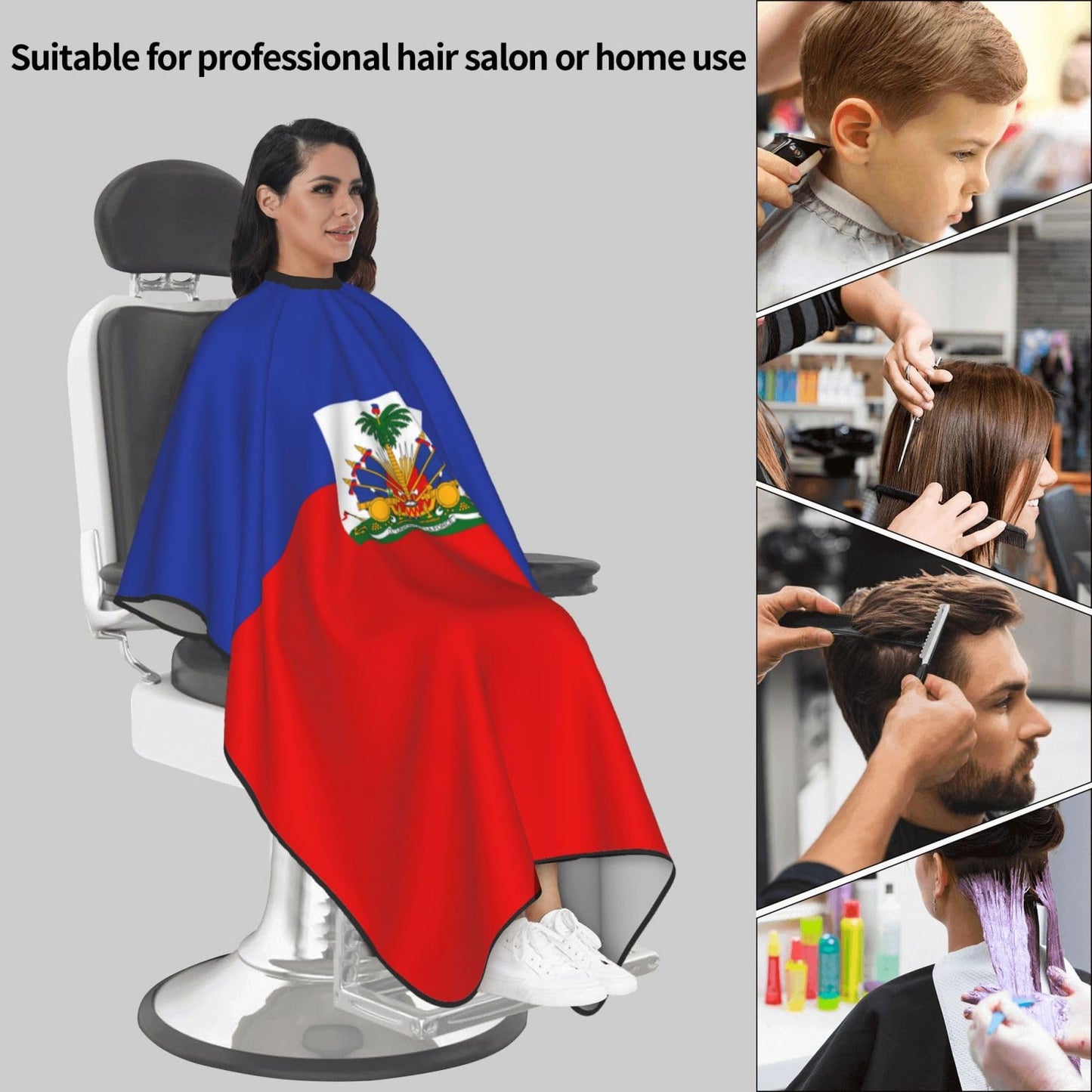 Haiti Flag Hair Cutting Barber Cape Hair Salon and Dyeing Styling Cloth for Women/Men