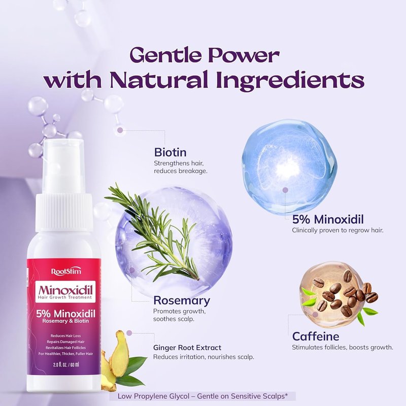 5% Minoxidil Spray for Women's Hair Growth - Extra Strength with Rosemary & Biotin for Thinning Hair - 2 Fl Oz