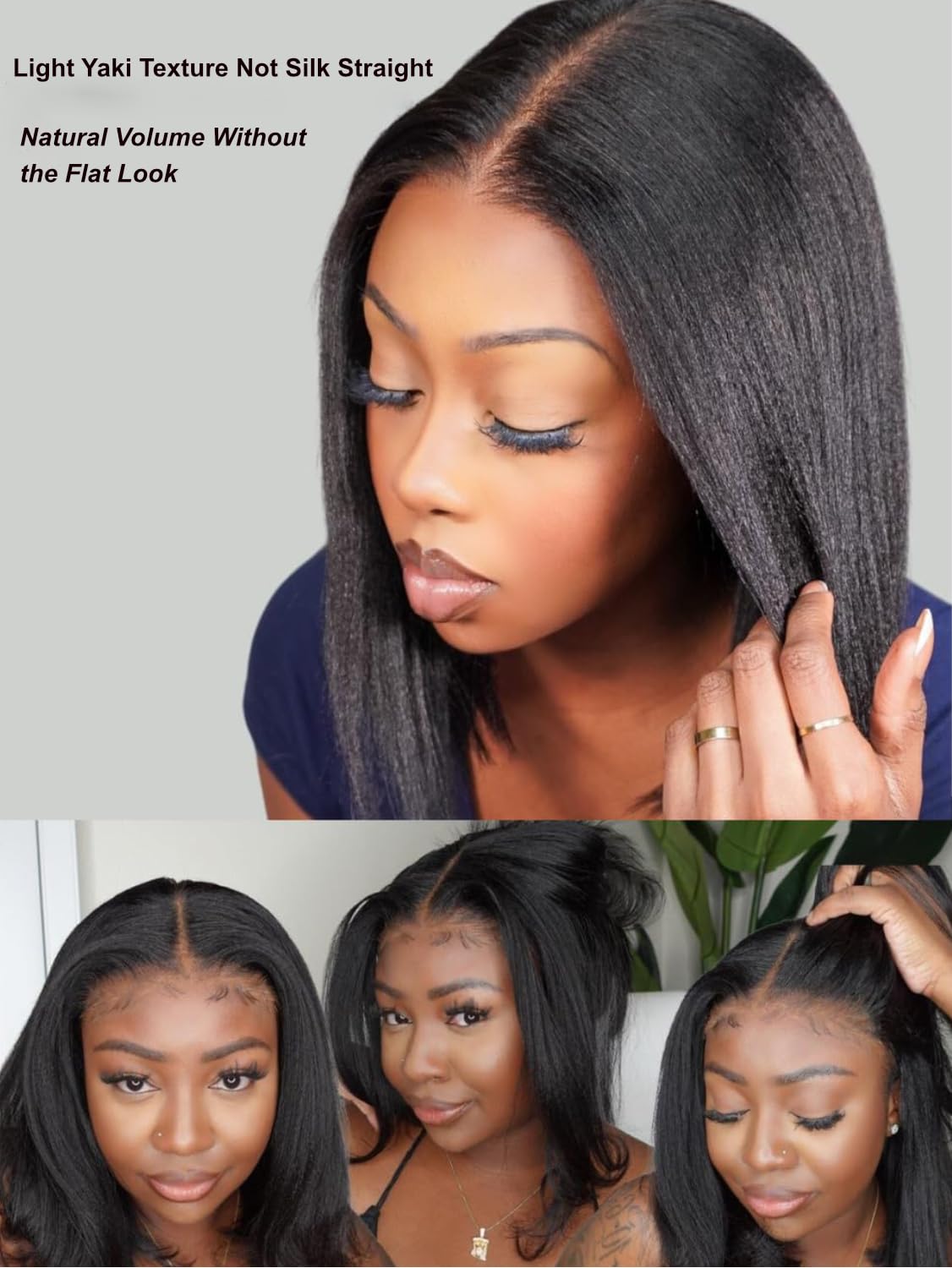UNICE Yaki Straight Bob Human Hair Drawstring Wig Bye Bye Slip Glueless 7x5 Lace Front Wigs Human Hair Pre Plucked Pre Cut Bleached Knots Pre Everything Put On and Go Wig 12 inch