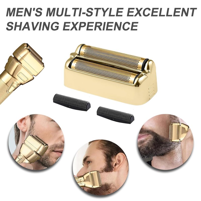 FXONE Shaver Replacement Foil and Cutter Compatible with BaBylissPRO FXONE Double Foil Stick Shaver,FX79RF2G Hypoallergenic Extra-close Shaver Replacement Head (Gold/1 Pack)