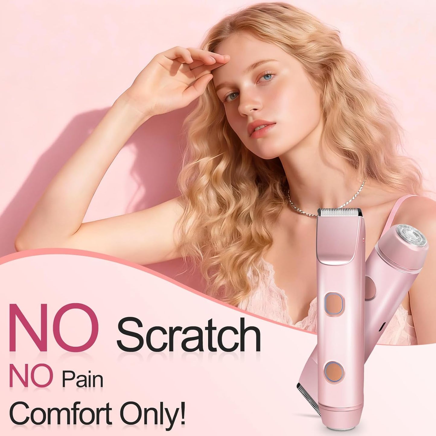 Bikini Trimmer for Women - 2 in 1 Electric Shaver with Dual Head | Waterproof Rechargeable Body & Facial Hair Remover