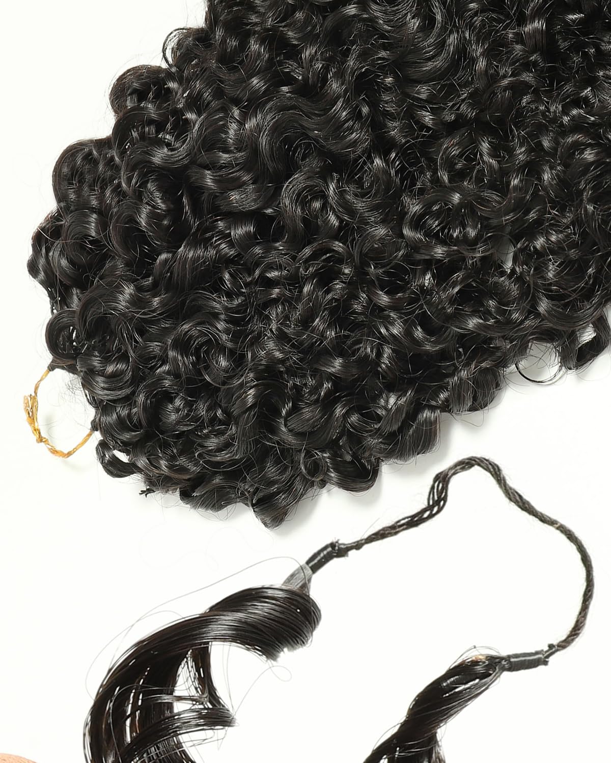 BEEOS Human Crochet Hair Burmese Curly 40g, Pre-Separated Knotless Miracle Knots Crochet Human Hair for Women, Invisible String Natural Black 20 Inch