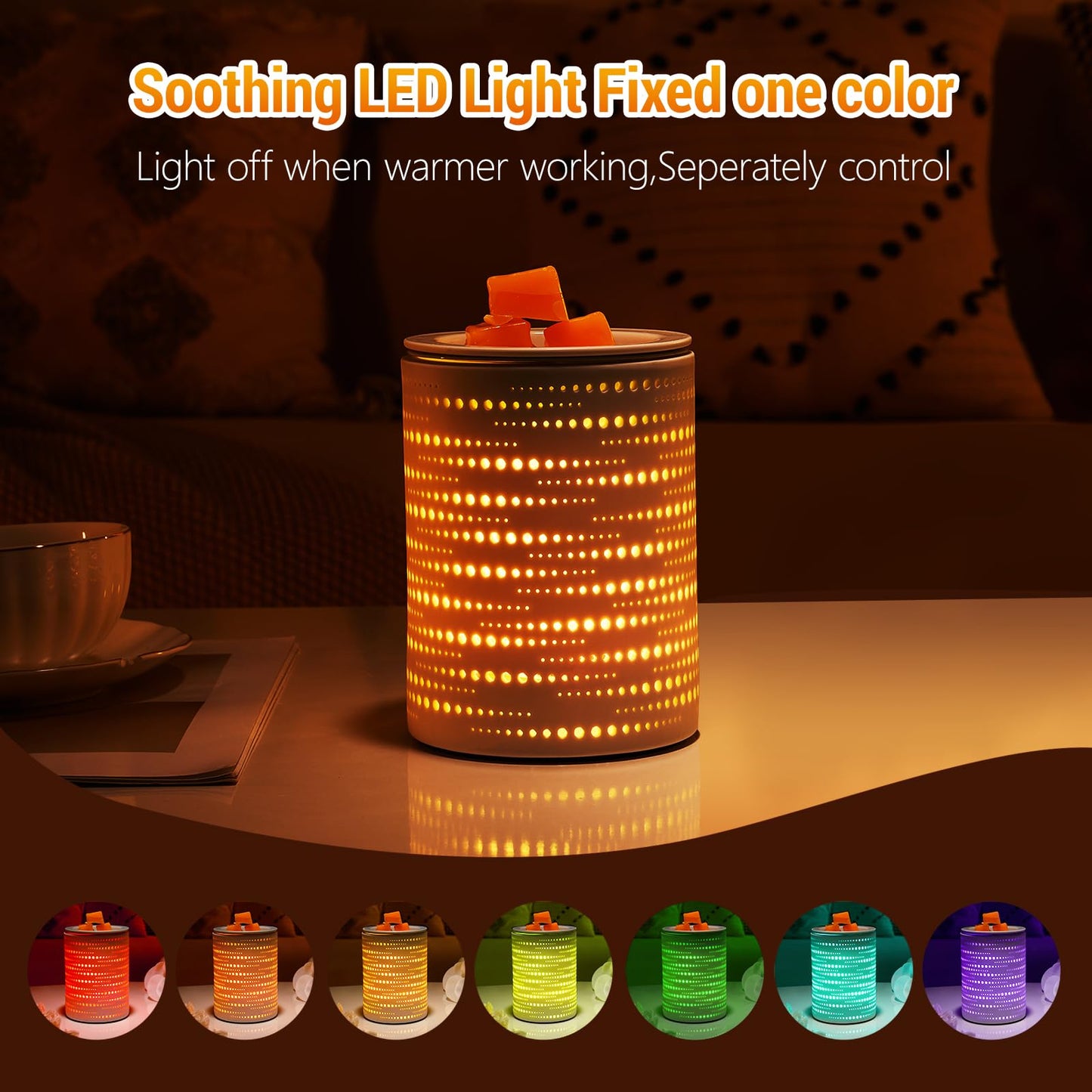 inrorans Wax Melt Warmer Ceramic Oil Burner with Timer Electric Candle Wax Melter with Led Coloful Changing Silicone Removeable Tray for Home Gifts-Sun Moon Galaxy