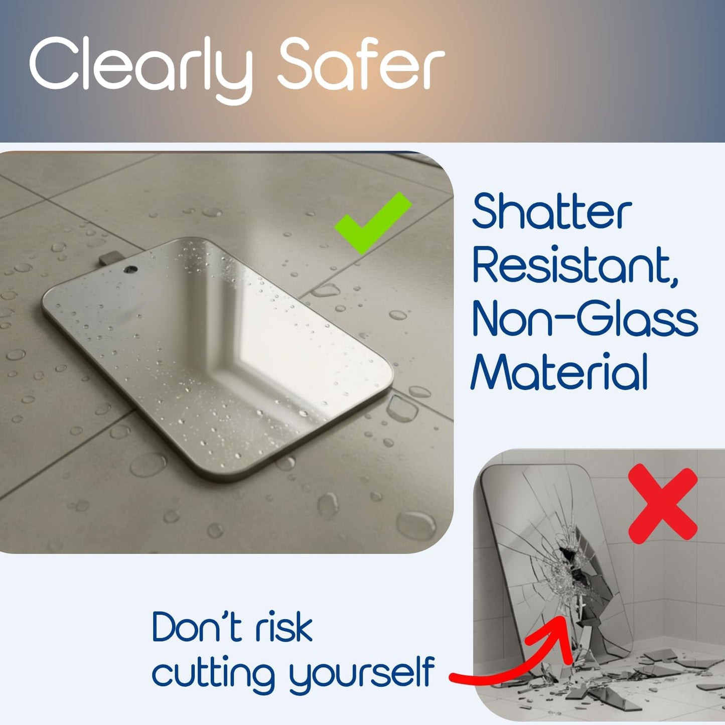 Fogless Shower Mirror for Shaving & Face Washing - Anti-Fog Design | Perfect for Men & Women