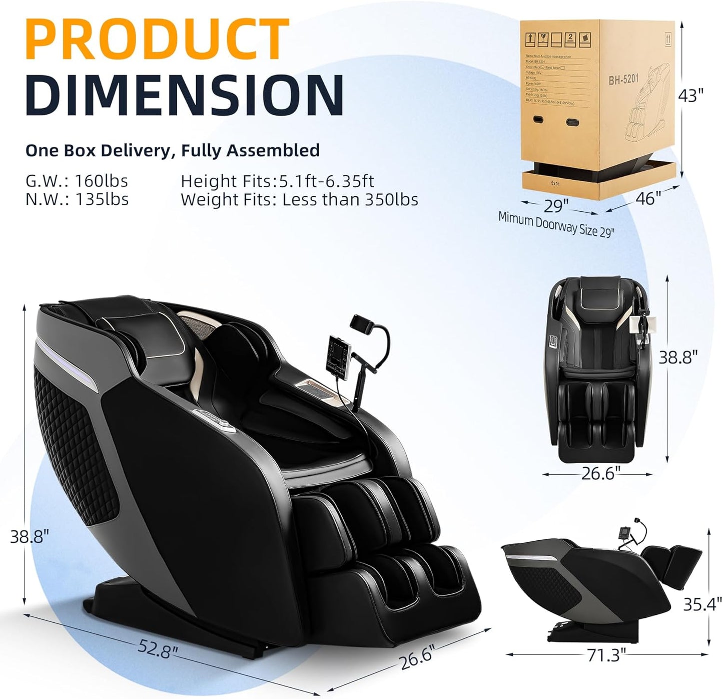 Luxury 4D Full Body Massage Chair - Zero Gravity Shiatsu Recliner with 18 Auto Modes & Heating Features | Voice/App Control