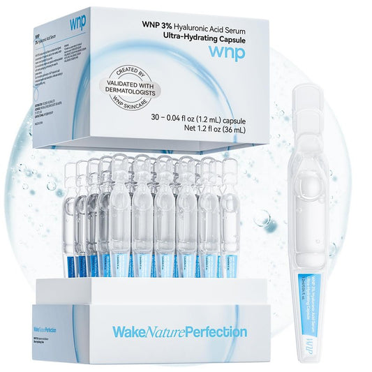 WNP Hyaluronic Acid Serum 3% for Face with 4D Multi-Layer Hydration | Ultra Hydrating Anti-Aging Serum | Moisturizer for Dry & Sensitive Skin | Pre-Makeup Skincare | Single-Use Vials 30PCS