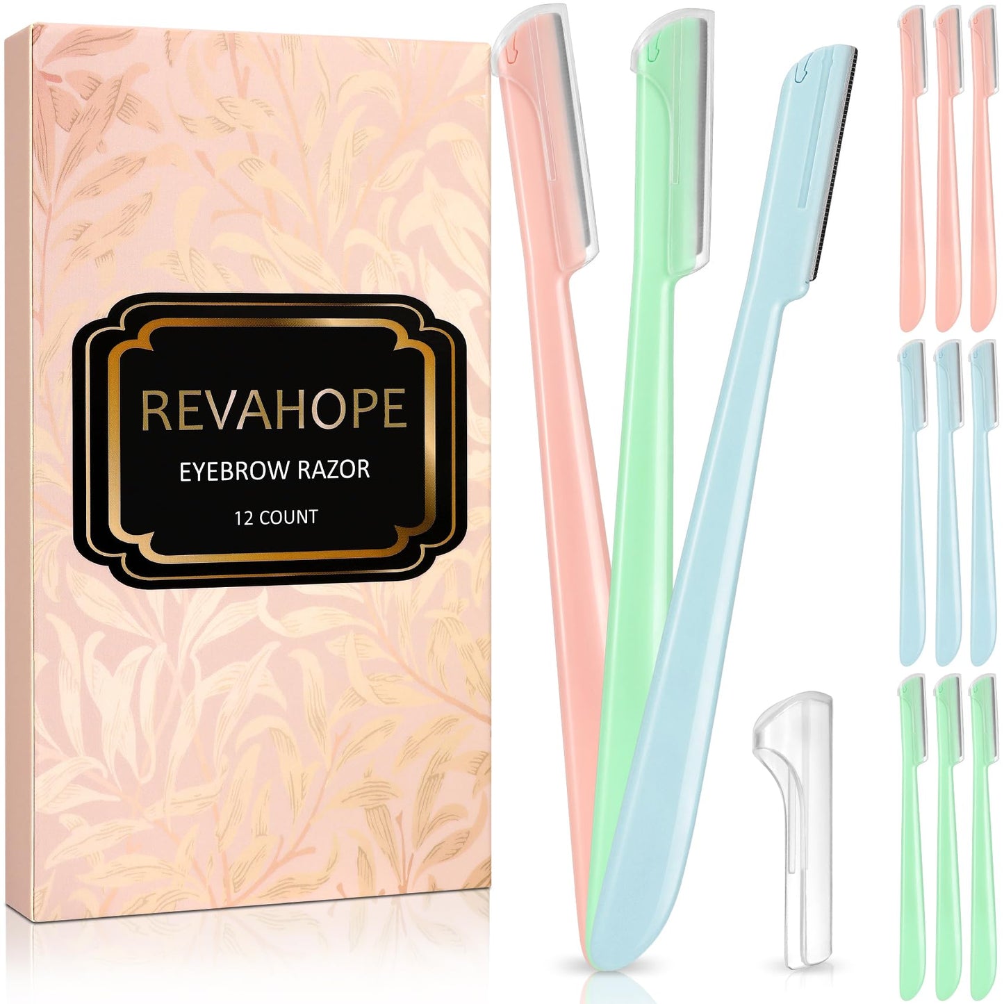 Revahope 12 Pieces Eyebrow Razor, Dermaplane Razor with Blade Cover Face Razors for Women, Dermaplaning Tool for Face Peach Fuzz Face Shaver for Women and Men, Safe and Newbie Friendly