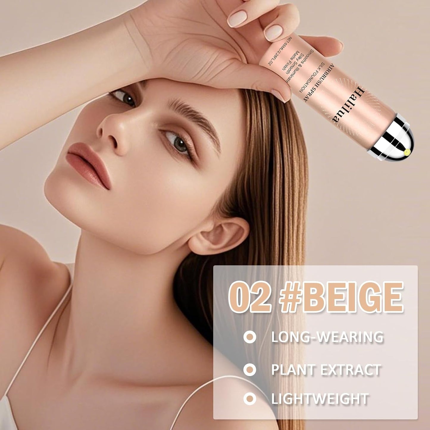 Airbrush Foundation Makeup - Silk Flawless Sunscreen Setting Spray for Radiant Skin | Moisturizing Anti-Aging Formula (Beige)
