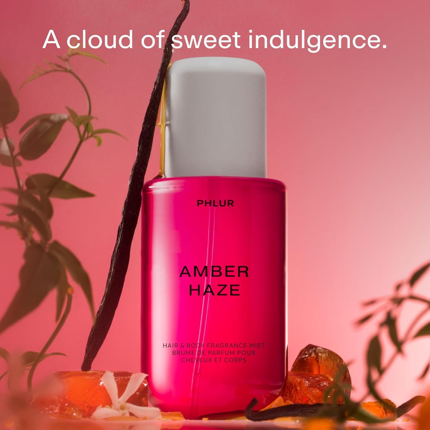 PHLUR Amber Haze Body Mist - 8 Fl Oz Hair & Body Perfume | Amber, Vanilla, Saffron & Jasmine Fragrance