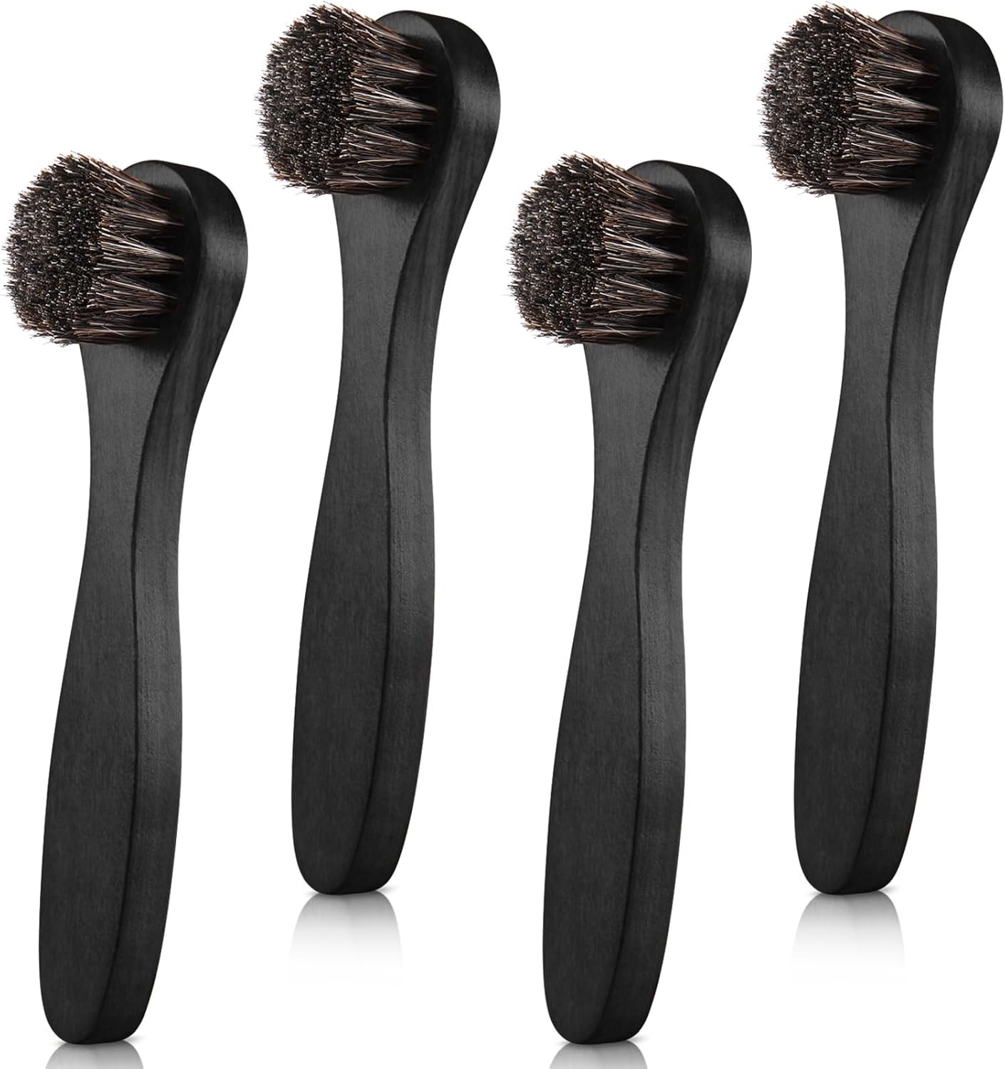 Horsehair Shoe Brush Kit - 4 Pcs Leather & Suede Cleaning Brushes with Microfiber Gloves | Shoe Care Essentials