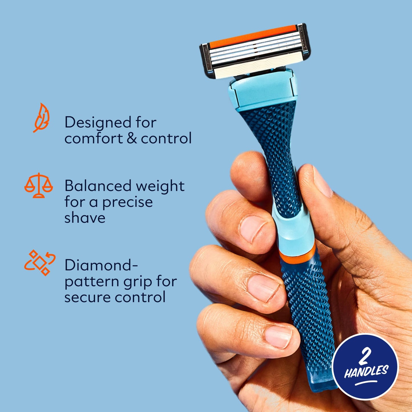 Dollar Shave Club | Razor Handle (2 Pack) Blue | Replacement Razor Blade Handles | Not Compatible with Other Razor Brands