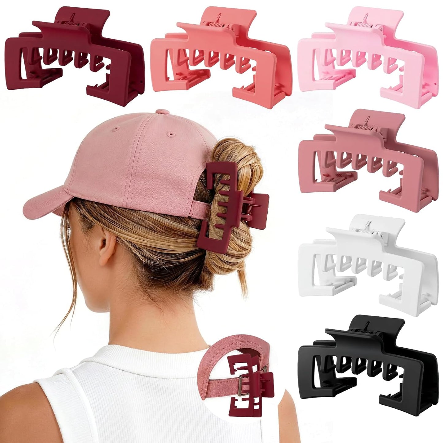 Hat Claw Clips for Women - 6 Pcs Non-Slip Clips for Baseball & Trucker Hats | 4.1 Inch, Muted Pastel