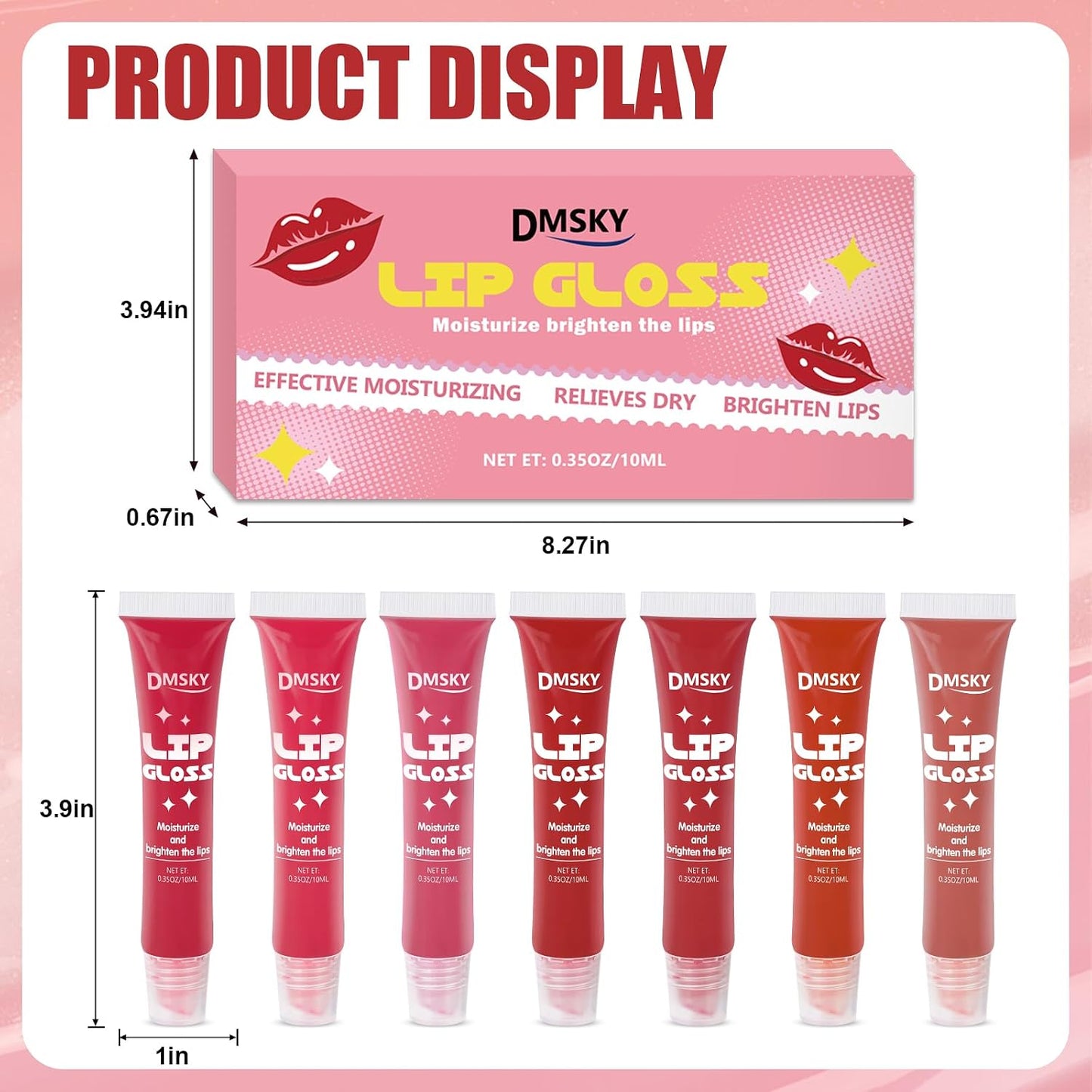Dmsky Lip Gloss Set - 12 Colors Moisturizing Lip Gloss with Vitamin E for Dry Lips | Bulk Pack