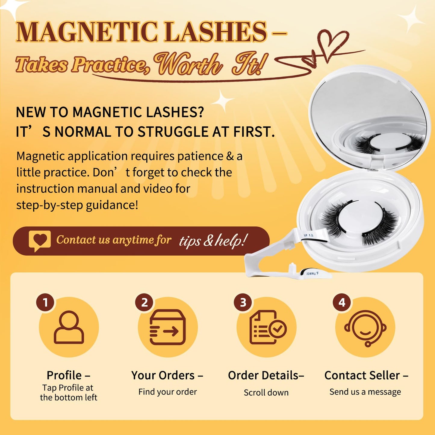 QUEWEL Magnetic Eyelashes 4 Pair Reusable Magnetic Eyelashes with Applicator No Glue Needed Eyelashes Natural Look Lash Clusters Kit Easy to Wear and Remove(4 Pairs-A14)