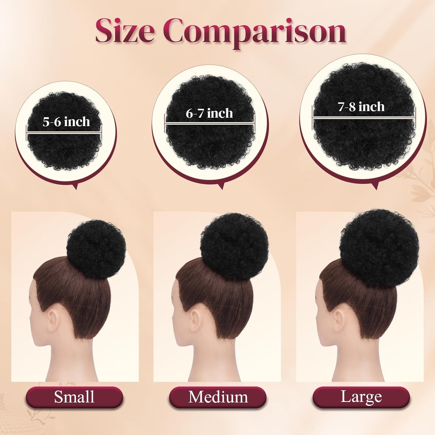 Human Hair Afro Puff Drawstring Ponytail - Kinky Curly Short Extensions for Black Women | Medium Size - 1B Natural Black