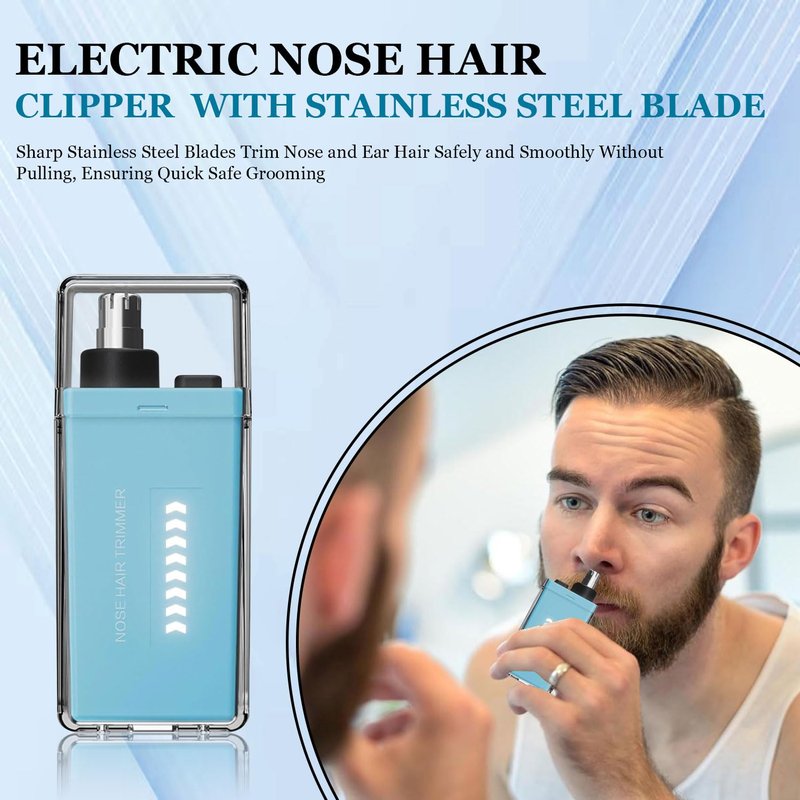 Infinity Choices Nose Hair Trimmer for Men Women - Electric Nose Hair Clipper with Replaceable Stainless Steel Blade, Powerful Motor, Wet/Dry Use, Portable USB Rechargeable Design | Blue