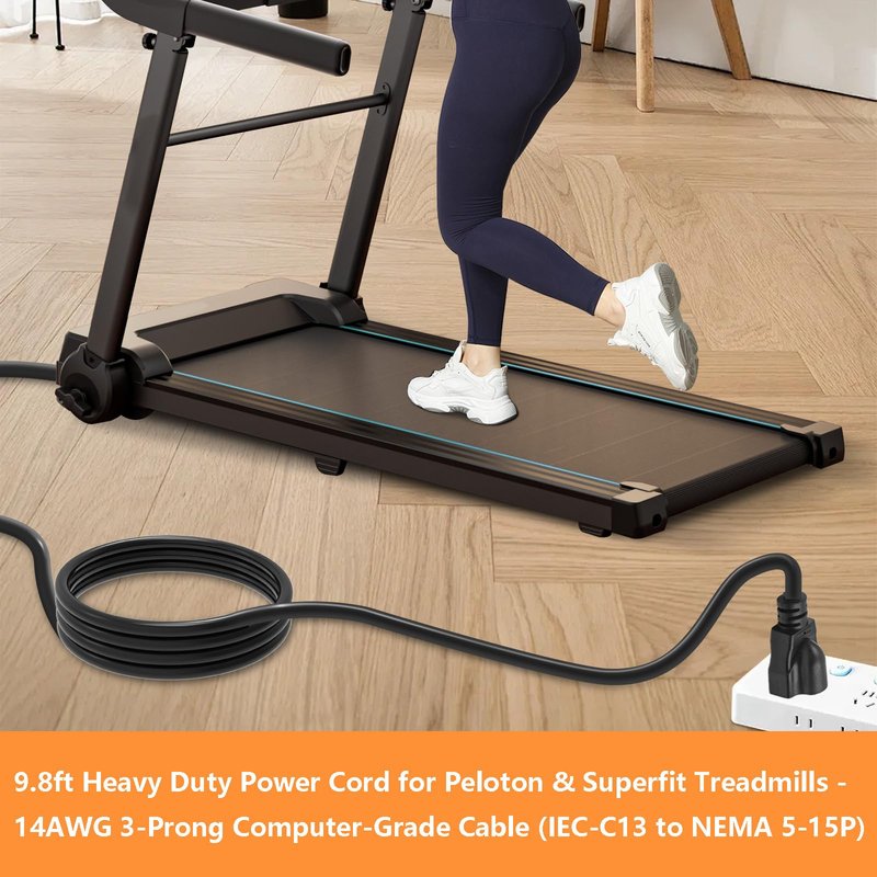 Replacement for Peloton Tread and Superfit Treadmill Power Cord, Extra Long 9.8FT 14 AWG Heavy Duty AC Power Supply Cable Universal 3 Prong