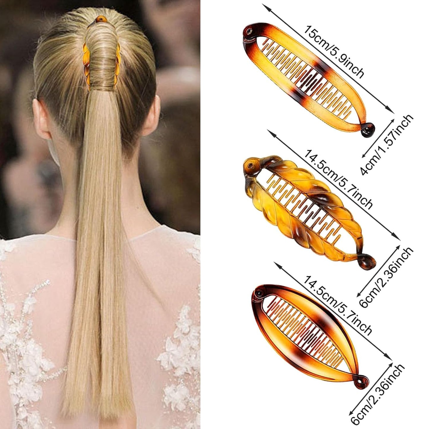 Banana Hair Clips Set - 18 Classic French Fishtail Plastic Ponytail Accessories for Women | 9 Unique Styles