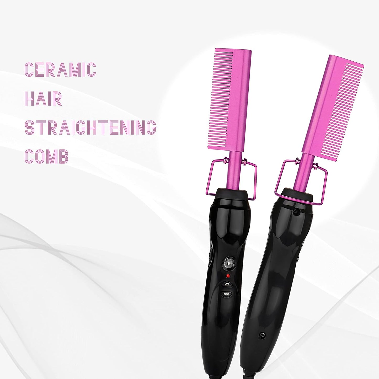 Electric Hair Straightening Comb - Ceramic Flat Iron Brush for Natural Black Hair | Anti-Scald Portable Design