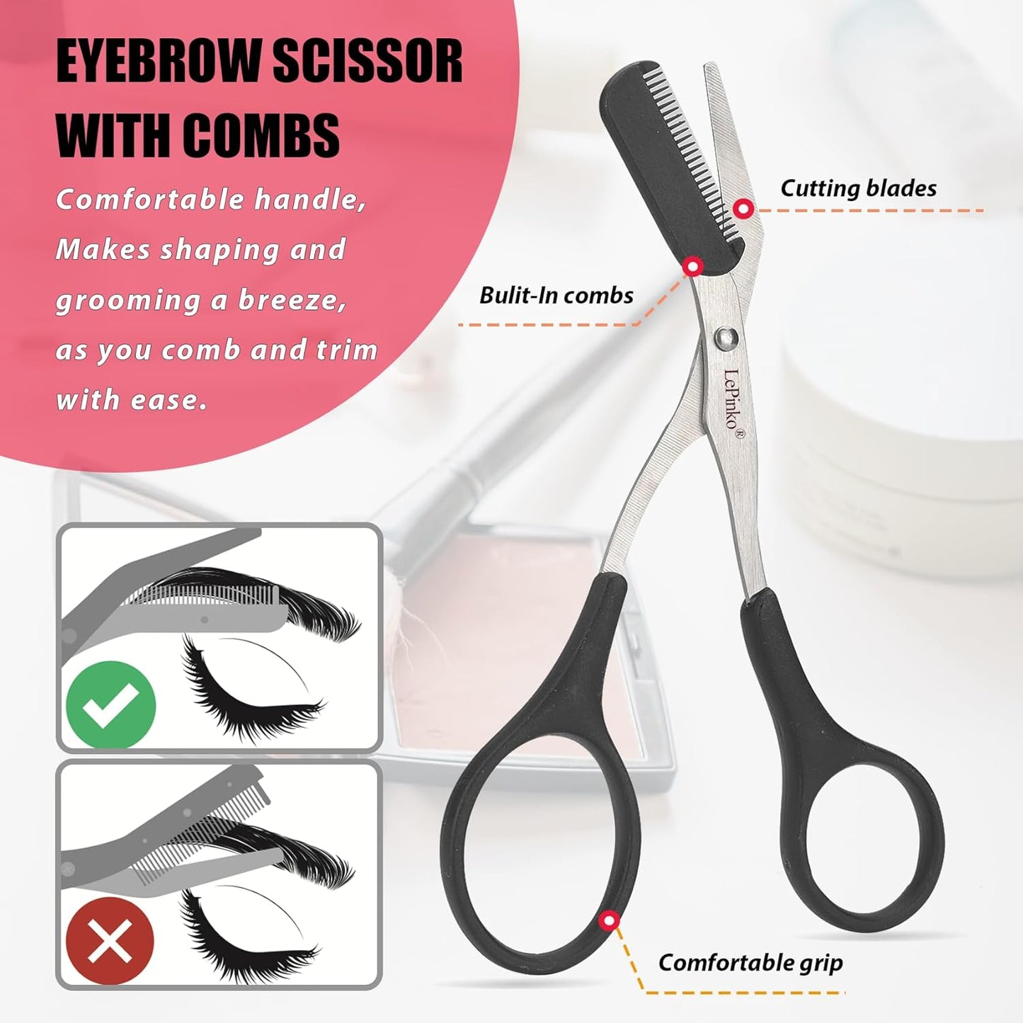 Eyebrow Trimmer Kit - 7-in-1 Grooming Set with Scissors, Tweezers & Razor | Perfect Gift for Men & Women - White