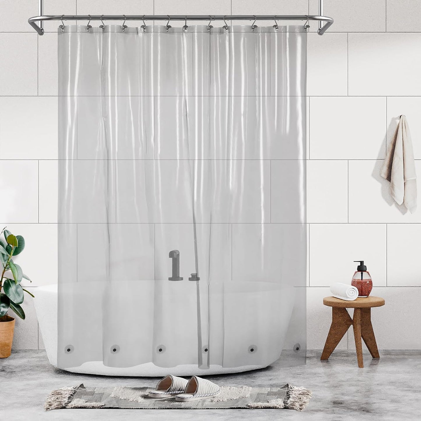 Clear Plastic Shower Liner - Premium Waterproof PEVA Curtain with Rustproof Grommets & 3 Magnets | Standard Size