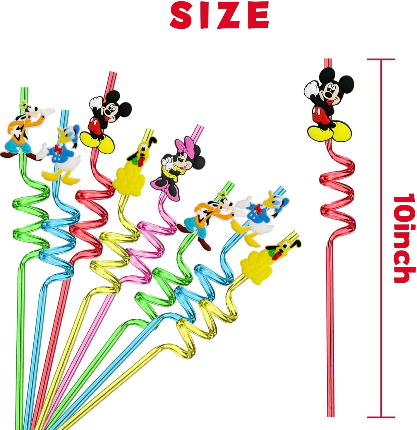 Mouse Straws - 25pcs Reusable Party Supplies with 2 Cleaning Brushes | Fun Birthday Favors for Kids
