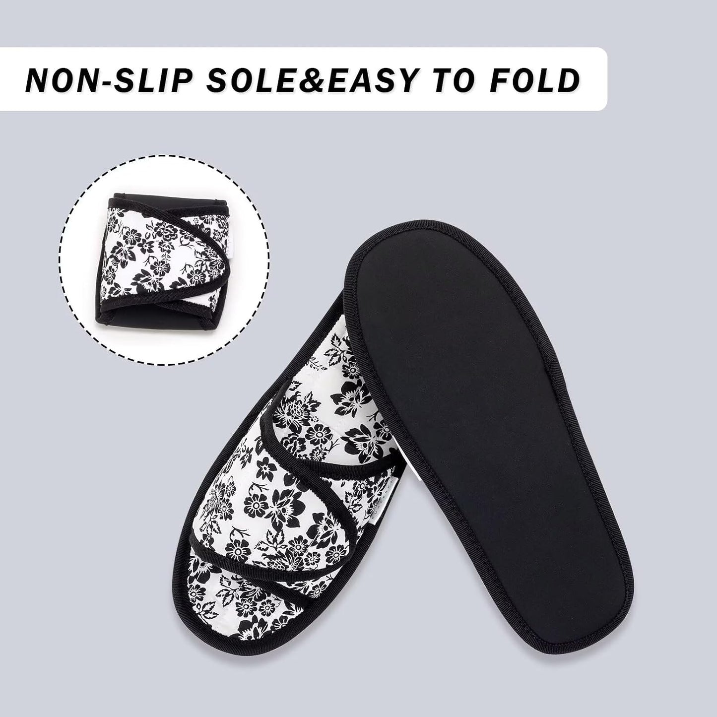 Women’s Travel Slippers - Lightweight Adjustable Foldable Design | Easy Carry with Storage Bag