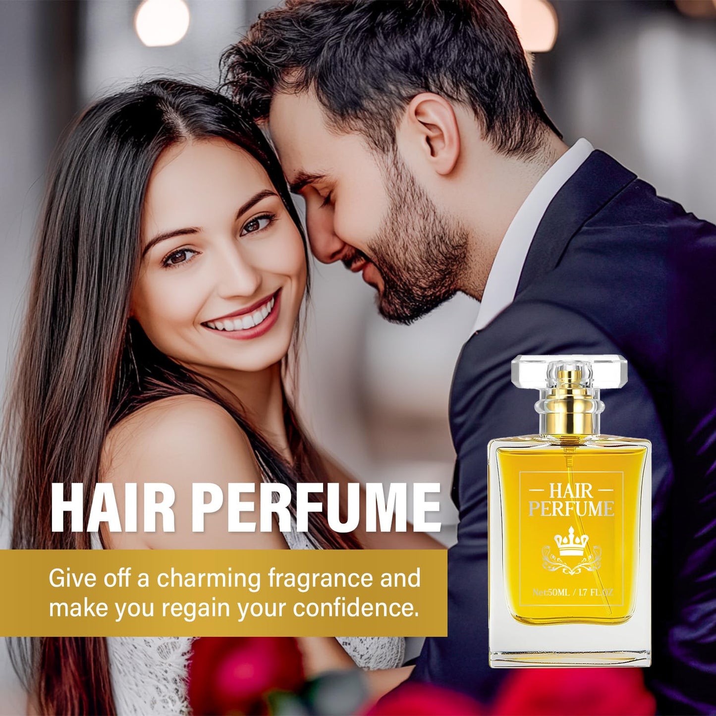 Hair Perfume, Moist Essential Oils for Dry Damaged Hair, Long-lasting Hair Refreshes Mist, Nourishing Dry Hair, Provides Softness and Brilliant Shine, Fragrance Pheromone Perfume for Women, 1.7fl oz
