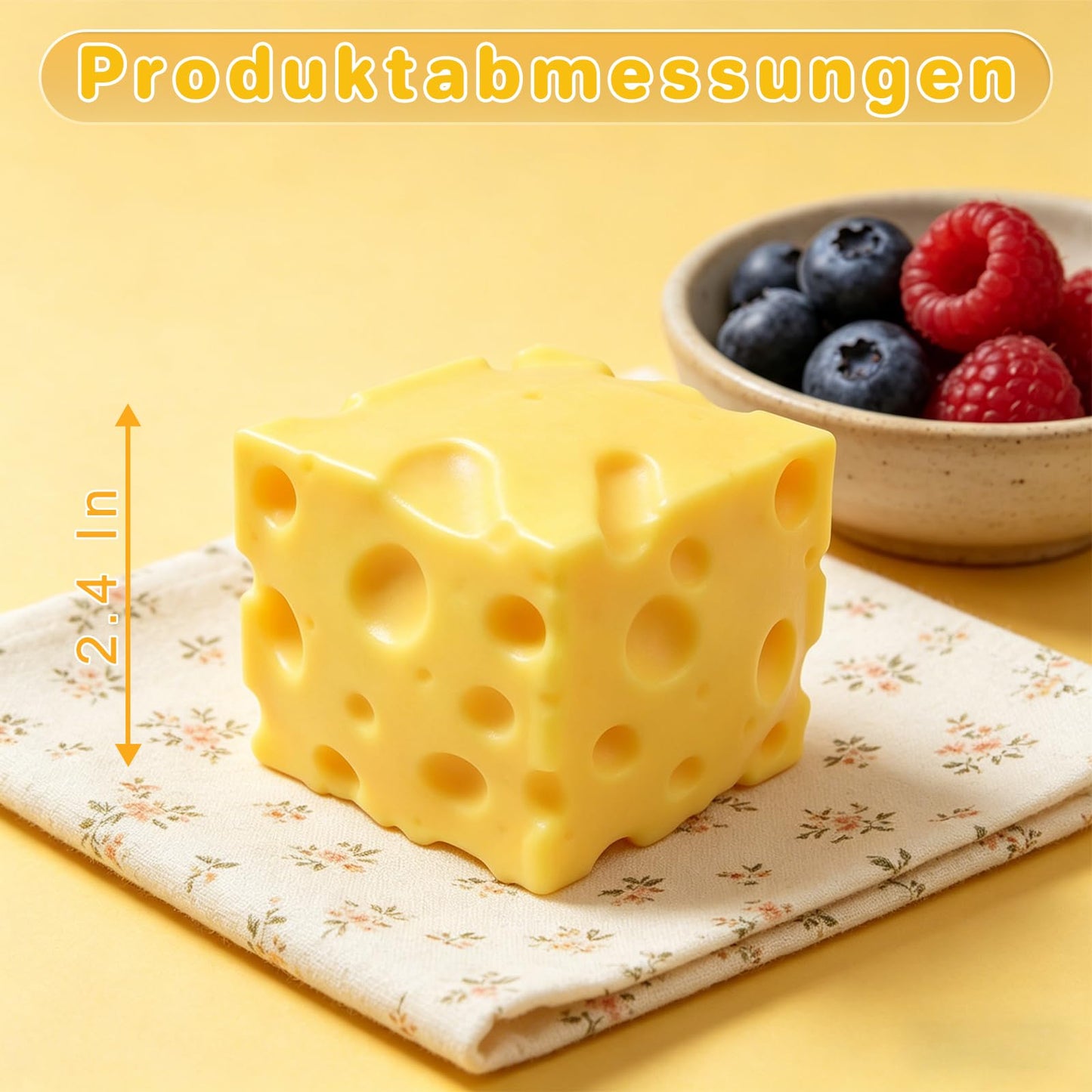 2Pcs Cheese Squishy (6cm),Cheese Block Squeeze Toy,Squishies Stress Relief Fidget Toy Suitable for Adult use in Offices and Homes