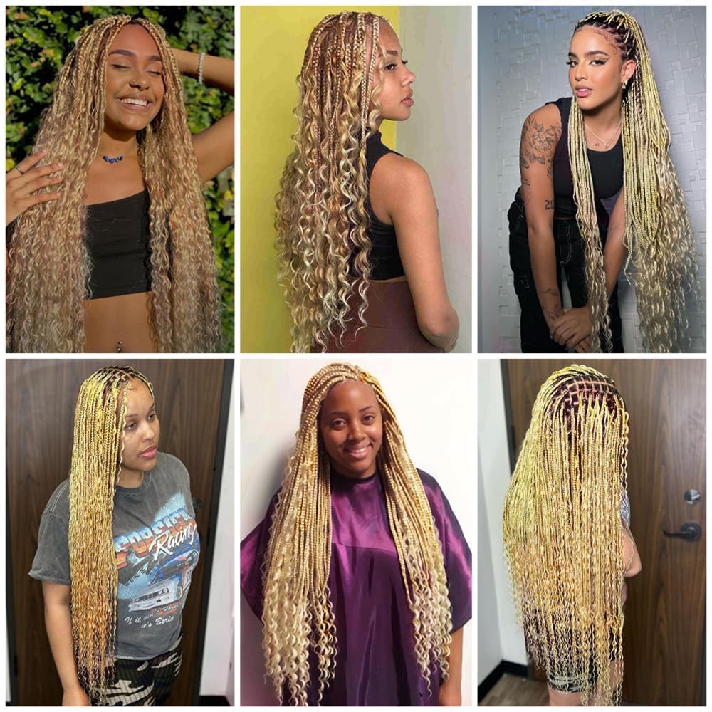 613 Boho Human Hair Blonde Braiding Hair Deep Wave Human Bulk 18 18 Inch 27/613 Deep Wave 2 Bundles No Weft Per Pack 100g