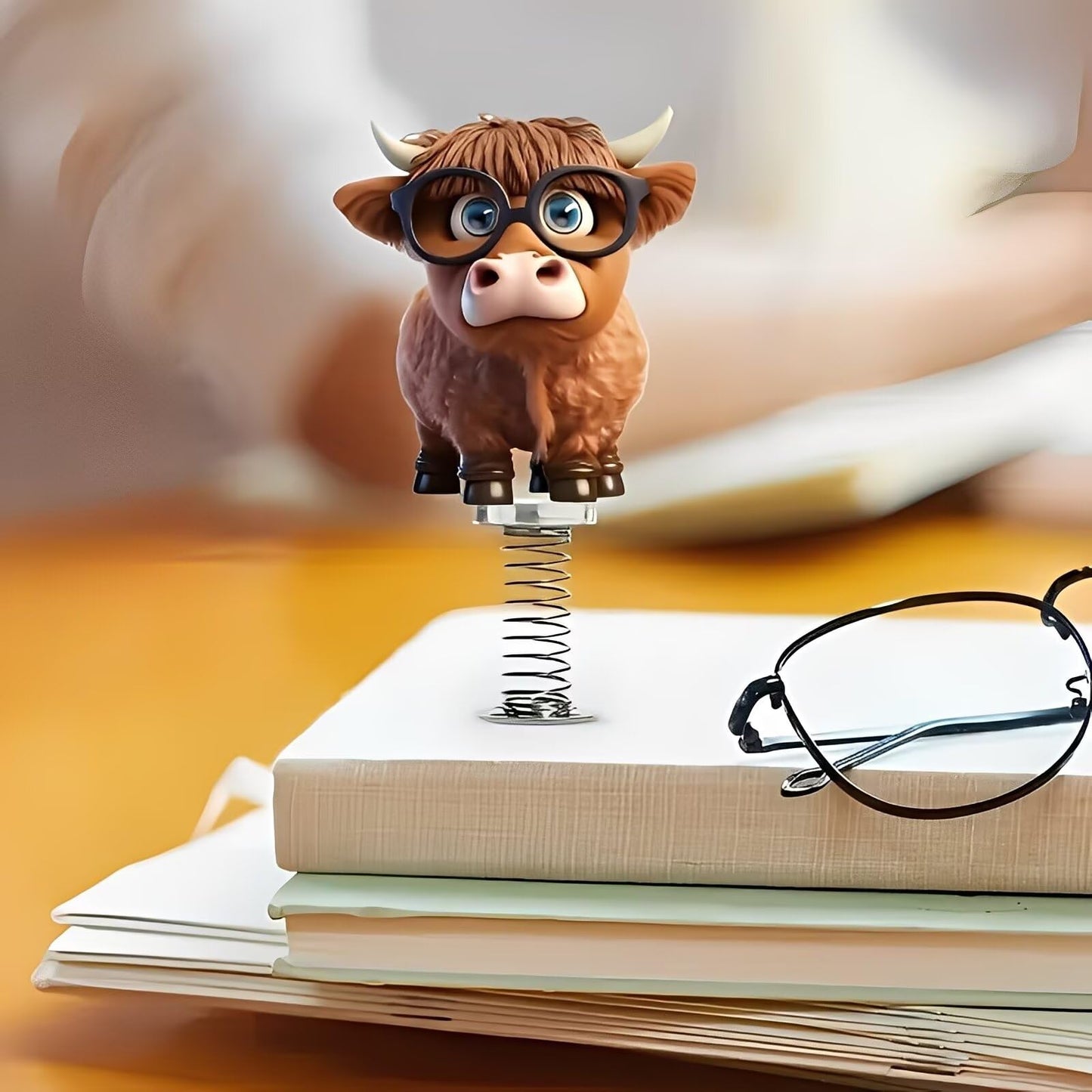 Acrylic Car Accessories and Home Decoration Creative Shaking Spring Highland Cow Design, Suitable for Car, Home Furnishings, Desk and Bicycle, Ideal Christmas Gift for Friends & Family