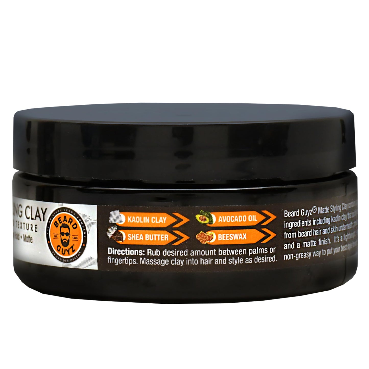 Beard Guyz Matte Styling Clay – Strong‑Hold for Beard & Hair – Natural Texture & Matte Finish Styling Clay for Men’s Grooming, 3 oz