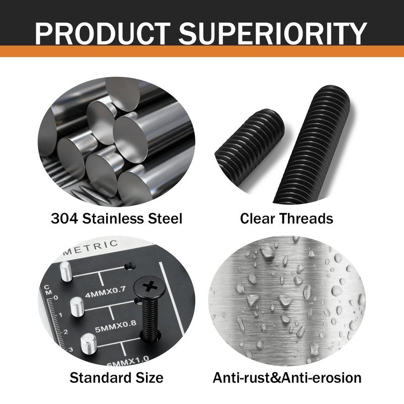 M3-0.5 x 10mm 50Pcs Flat Round Head Machine Screws, Black Oxide 304 Stainless Steel Phillips Cross Drive Screws Hardware Fastener
