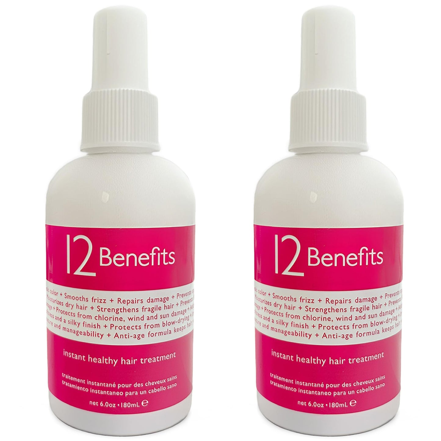 12 Benefits Leave-In Conditioner Spray + Salon-Quality Repair & Shine + 12-in-1 Professional Hair Treatment + Heat Protection + Anti-Frizz + Detangles & Strengthens + Instant Healthy Hair,(Pack of 2)
