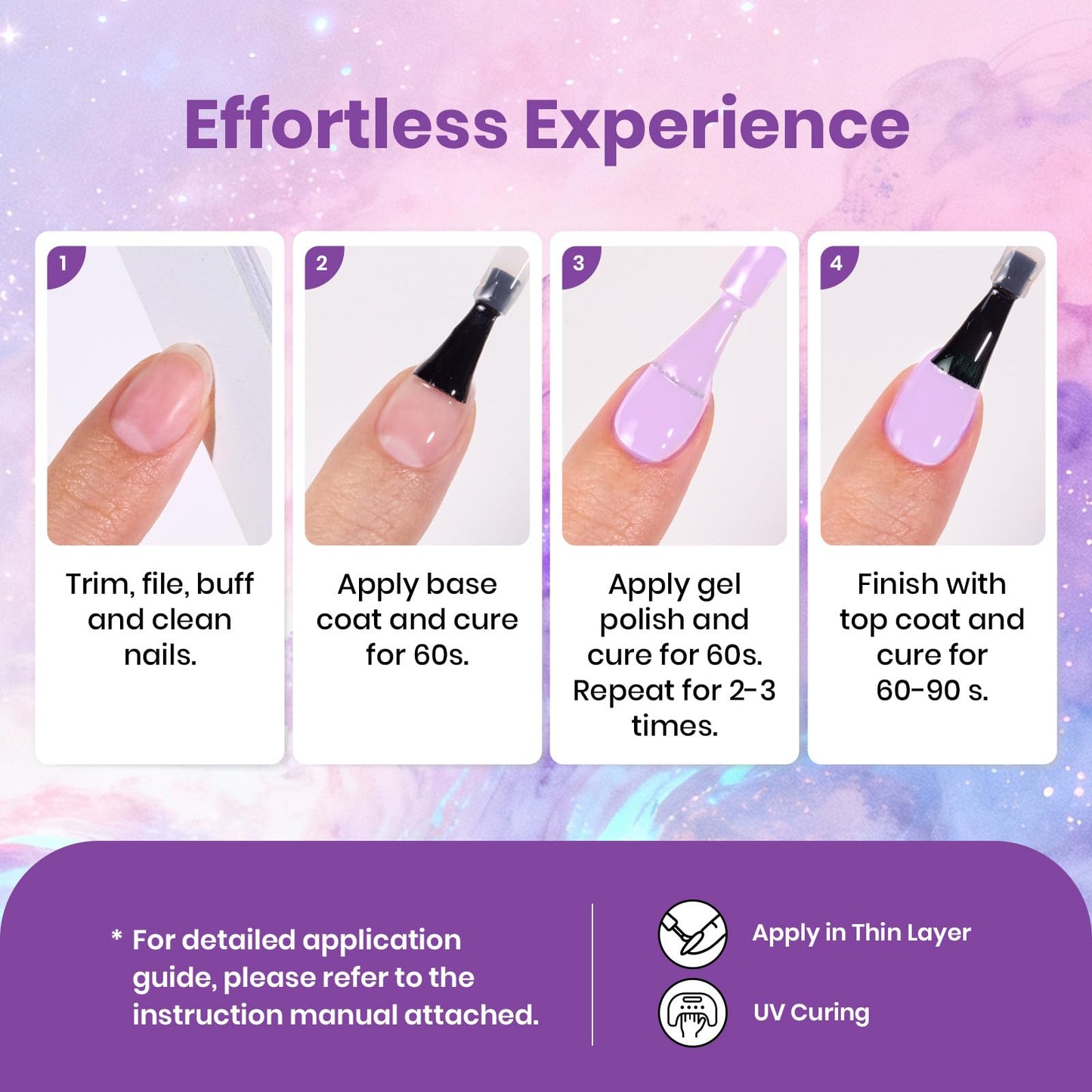 Beetles Purple Gel Polish Set - 6 Colors Cat Eye Gel Polish