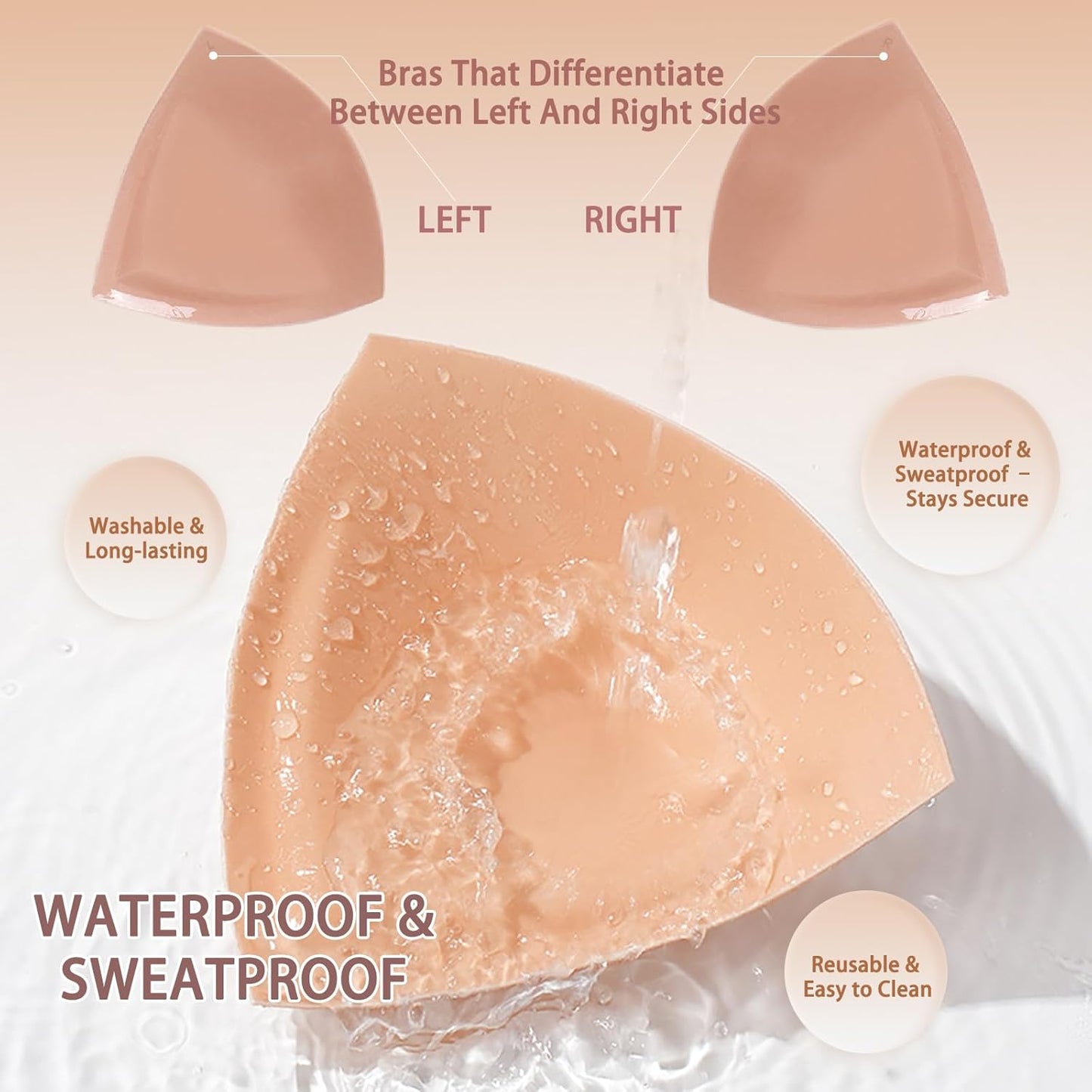 Double-Sided Sticky Bra Inserts - Lightly Padded Push-Up Adhesive for Large Busts | Reusable & Invisible Design