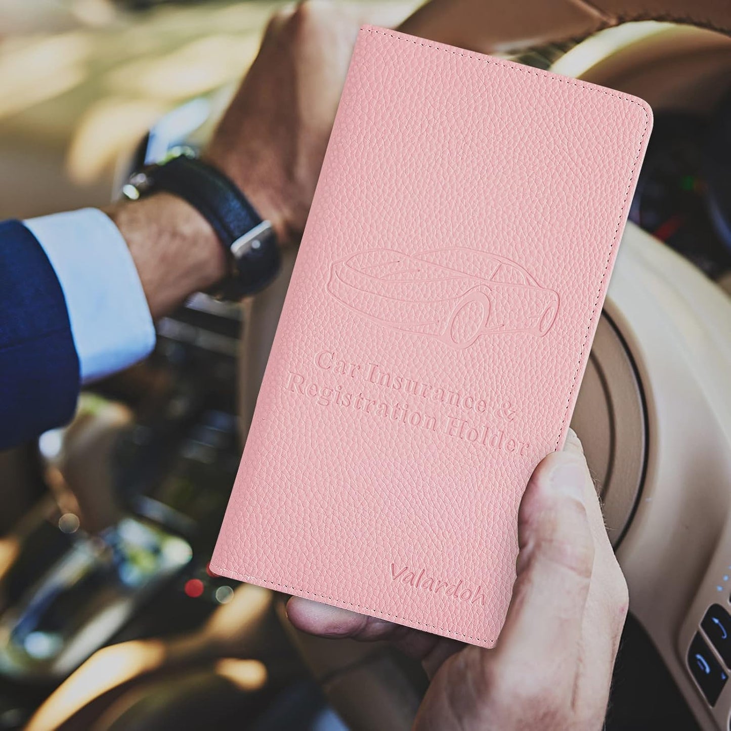Car Registration & Insurance Card Holder - Premium Document Organizer for Driver License & Essentials | Pink