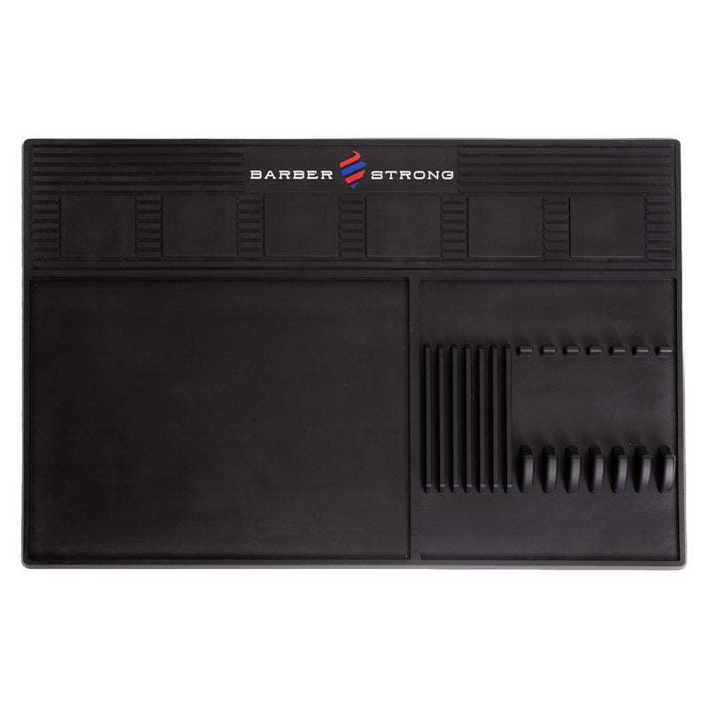 Barber Strong The Barber Magnetic Mat for Clippers and Trimmers, Salon Grooming Tools Storage, Waterproof Station Organizer with Anti-Slip Base, Black