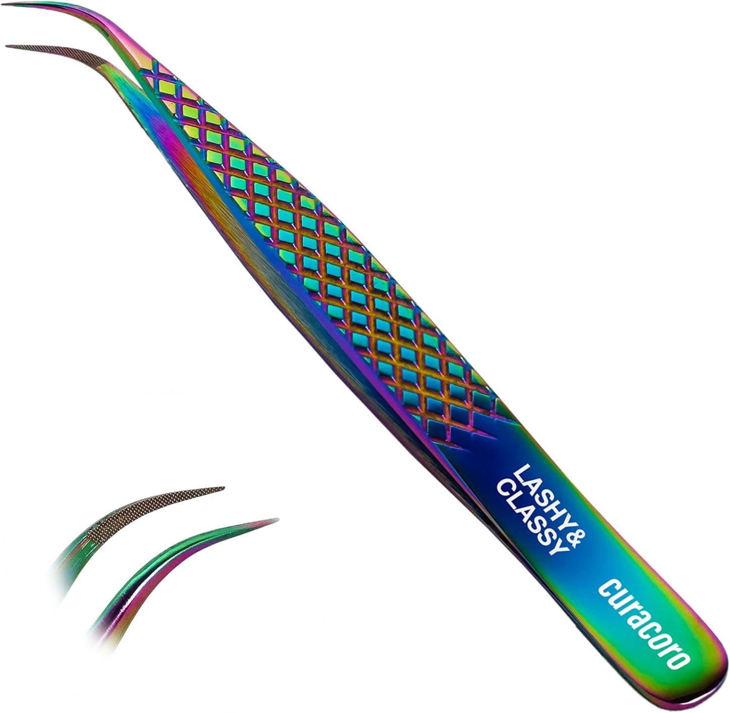 Curacoro Lash Tweezer - Precision Fiber Tip Grip for Eyelash Extensions | Multi-Shape Silver Tweezers for Volume & Isolation