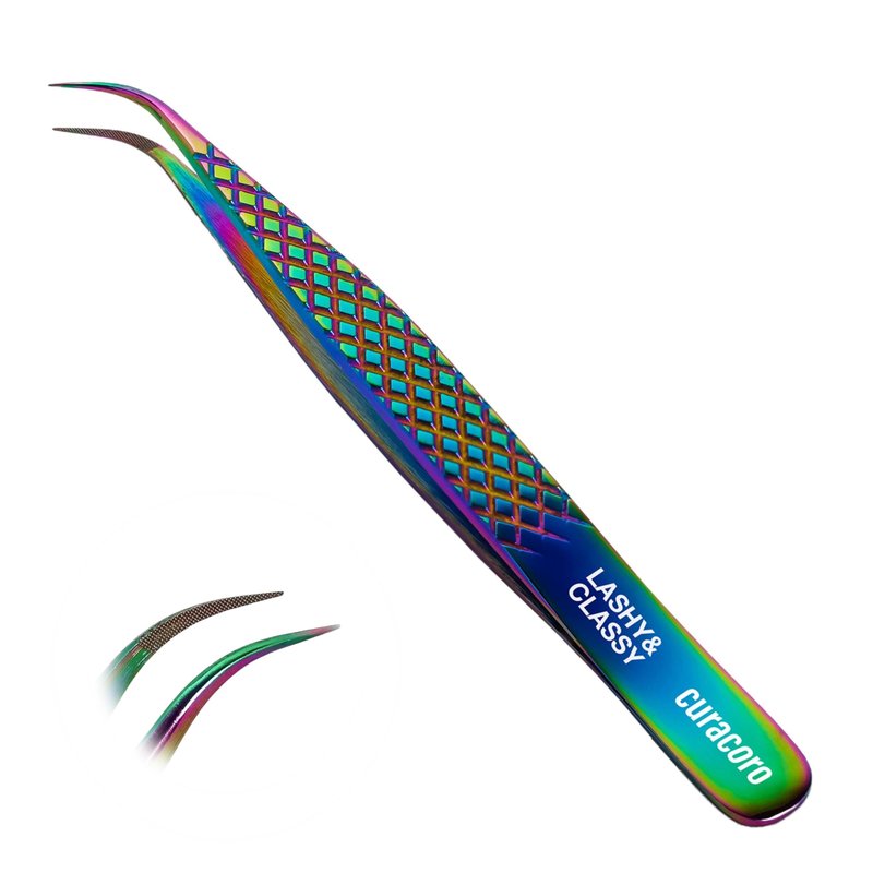 Curacoro Lash Tweezer - Professional & Precision Fiber Tip Grip Lash Tweezers for Eyelash Extensions, Multi Shapes & Purposes Tweezers for Volume, Isolation & Classic Lashes (Galaxy, Lashy and Classy)
