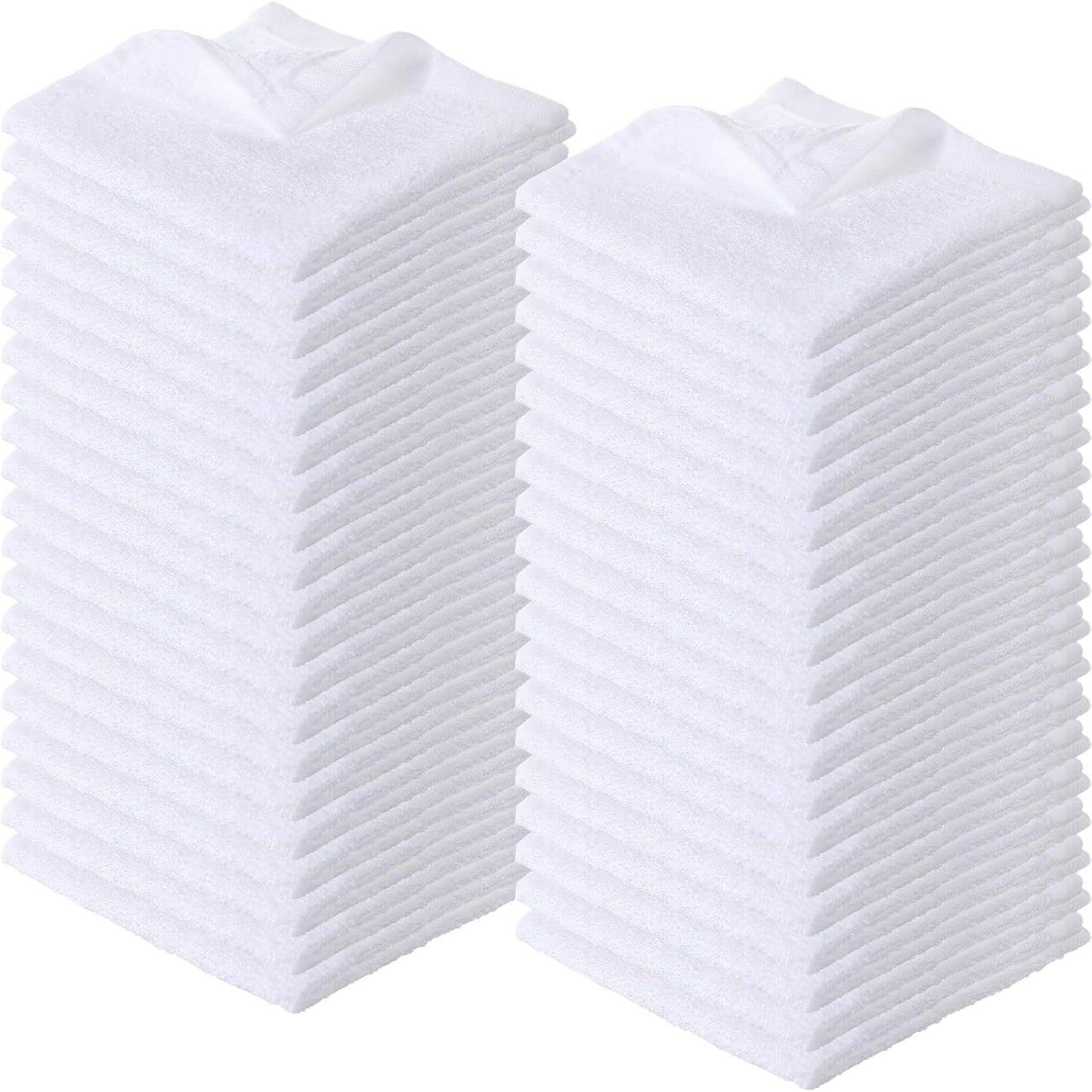 40 Pcs Cotton Wash Cloths - Soft Quick-Drying Bath Towels for Women | White, 10 x 10 Inch