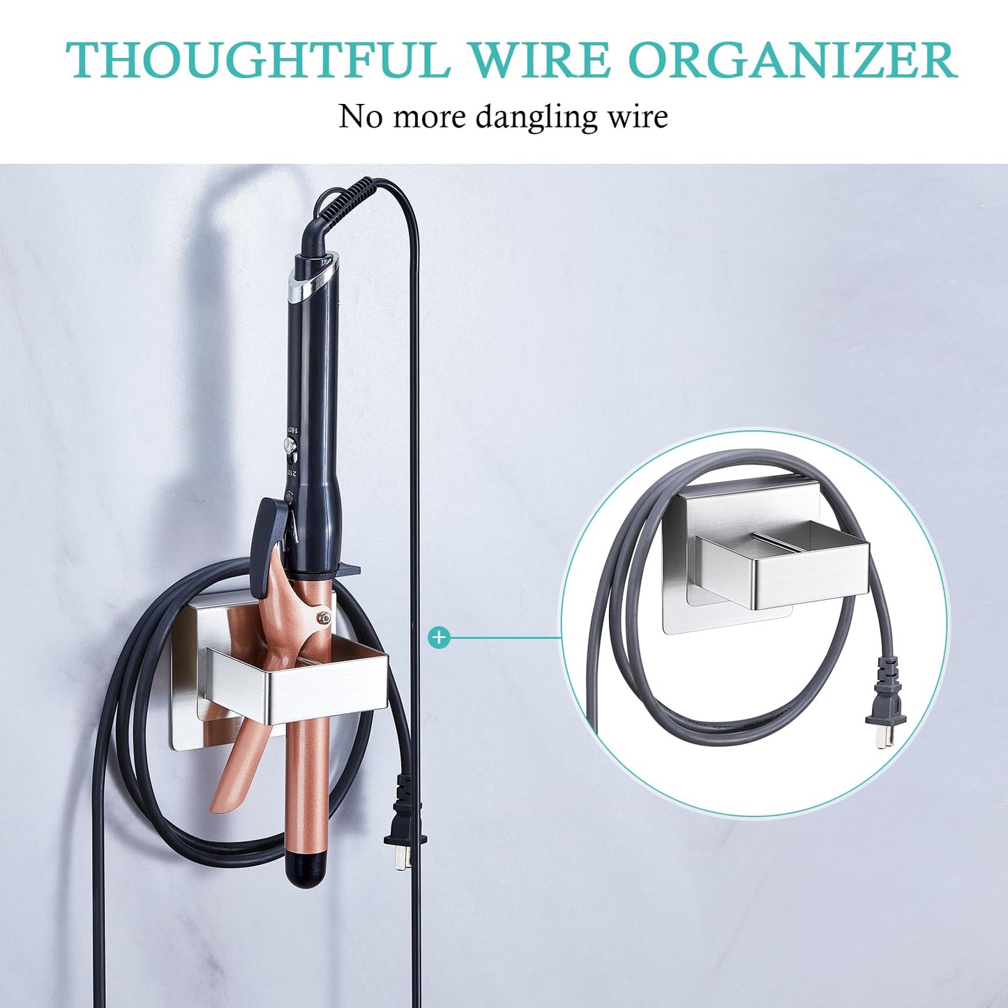 Straighteners Holder Wall Mounted Curling Iron Holder Metal Hair Dryer Holder for Curling Wands Accessories Adhesive Hair Tool Organizer Flat Iron Holder for Bathroom Barber Shops Vanity (Sliver)