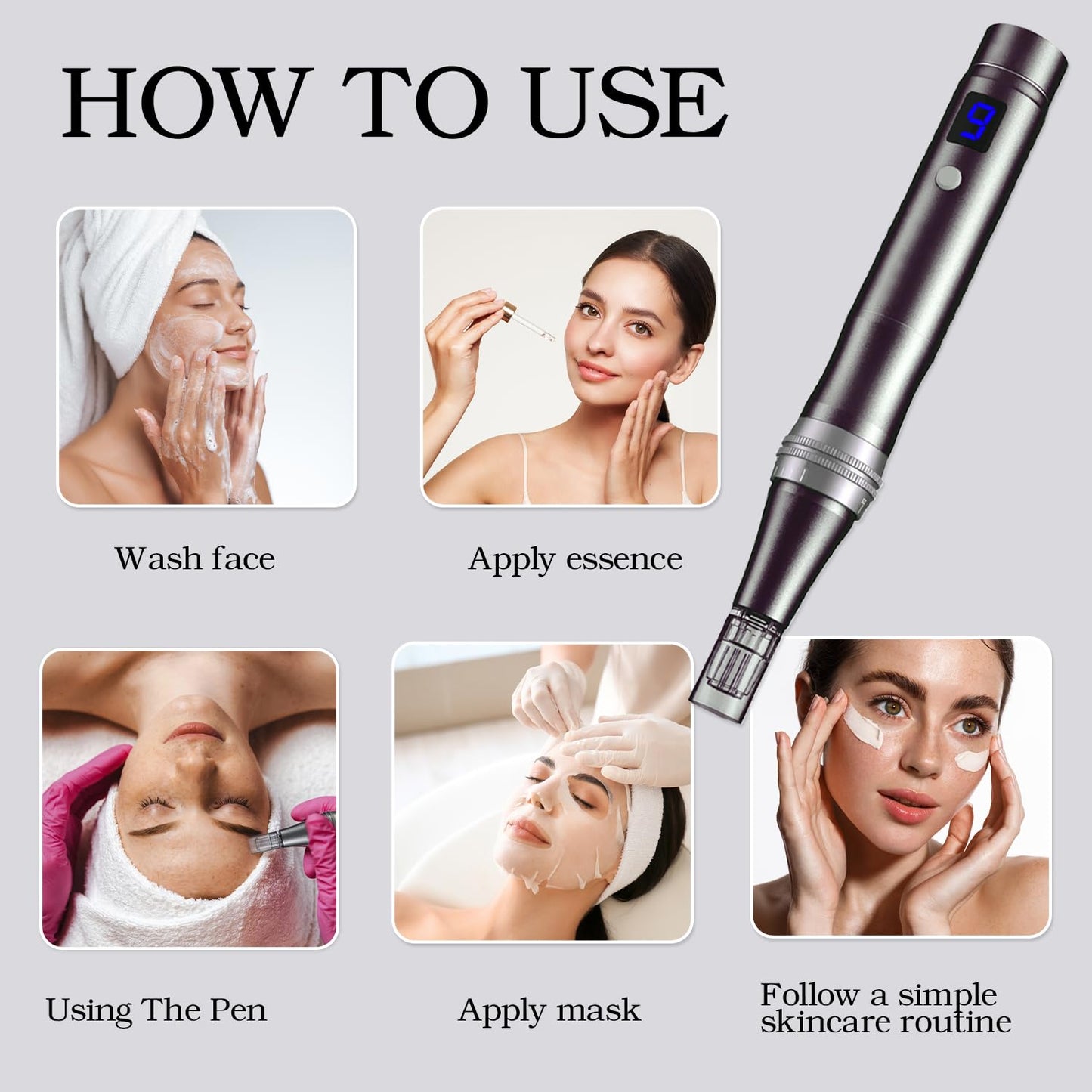 Derma Roller Pen 0.25mm, Microneedling Pen At Home Use, Microneedle Skin Care Tool for Men Women Home Use