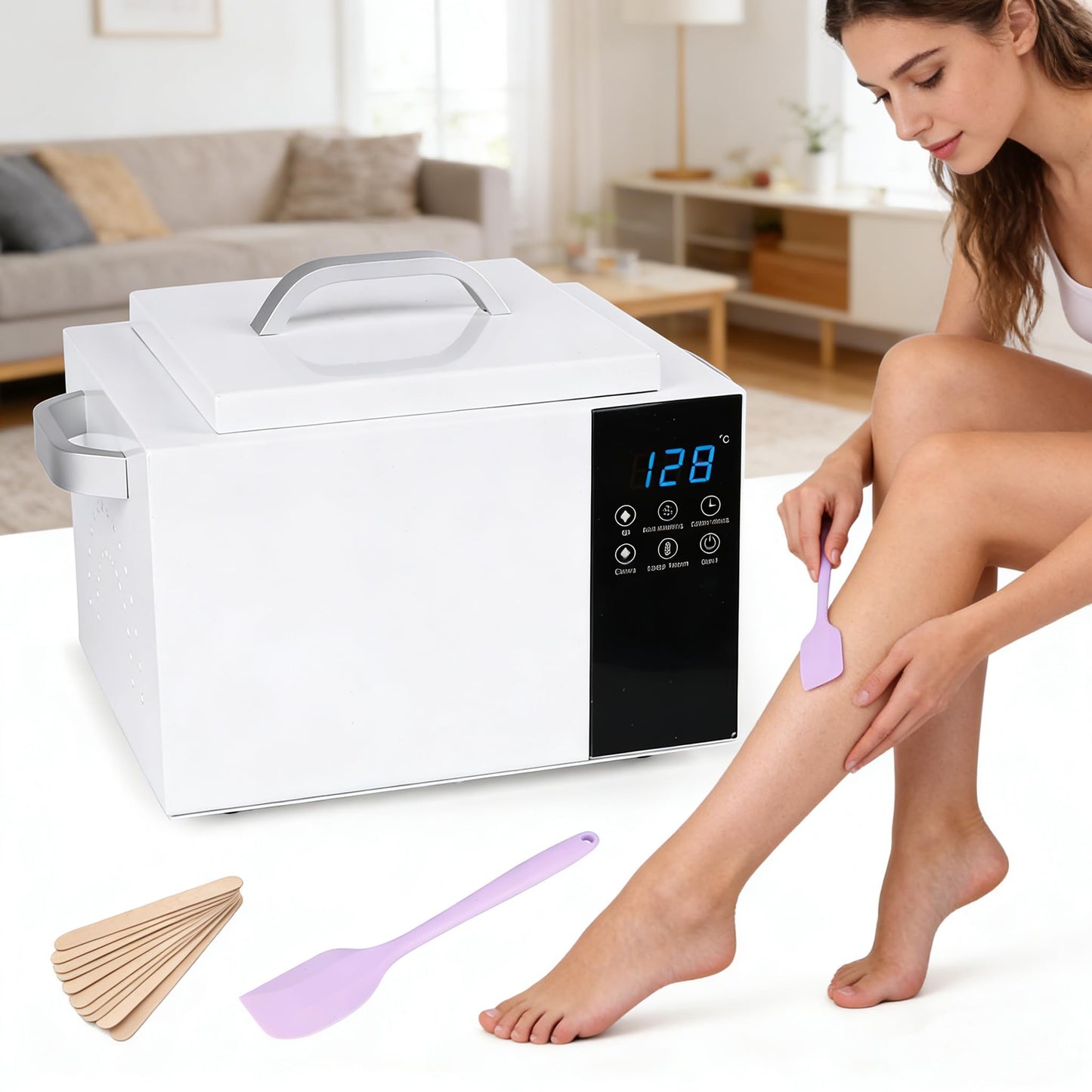 1.5L Large Capacity Digital Wax Warmer - Smart Touch Screen Wax Melting Pot with Precise Temp Control (86-275°F), Fast 5-Min Heat, for Professional Hair Removal & SPA, with Silicon Spatula & 50 Sticks
