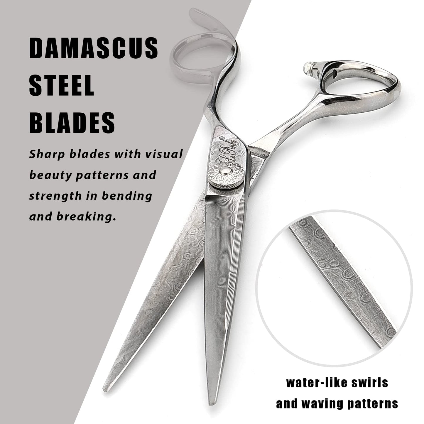 LePinko Premium Damascus Steel Hair Cutting Scissors, 6.0 Inch Master Level Hair Texturizing Shears For Hairstylist, Hairdresser, Studio, Salon, Barber