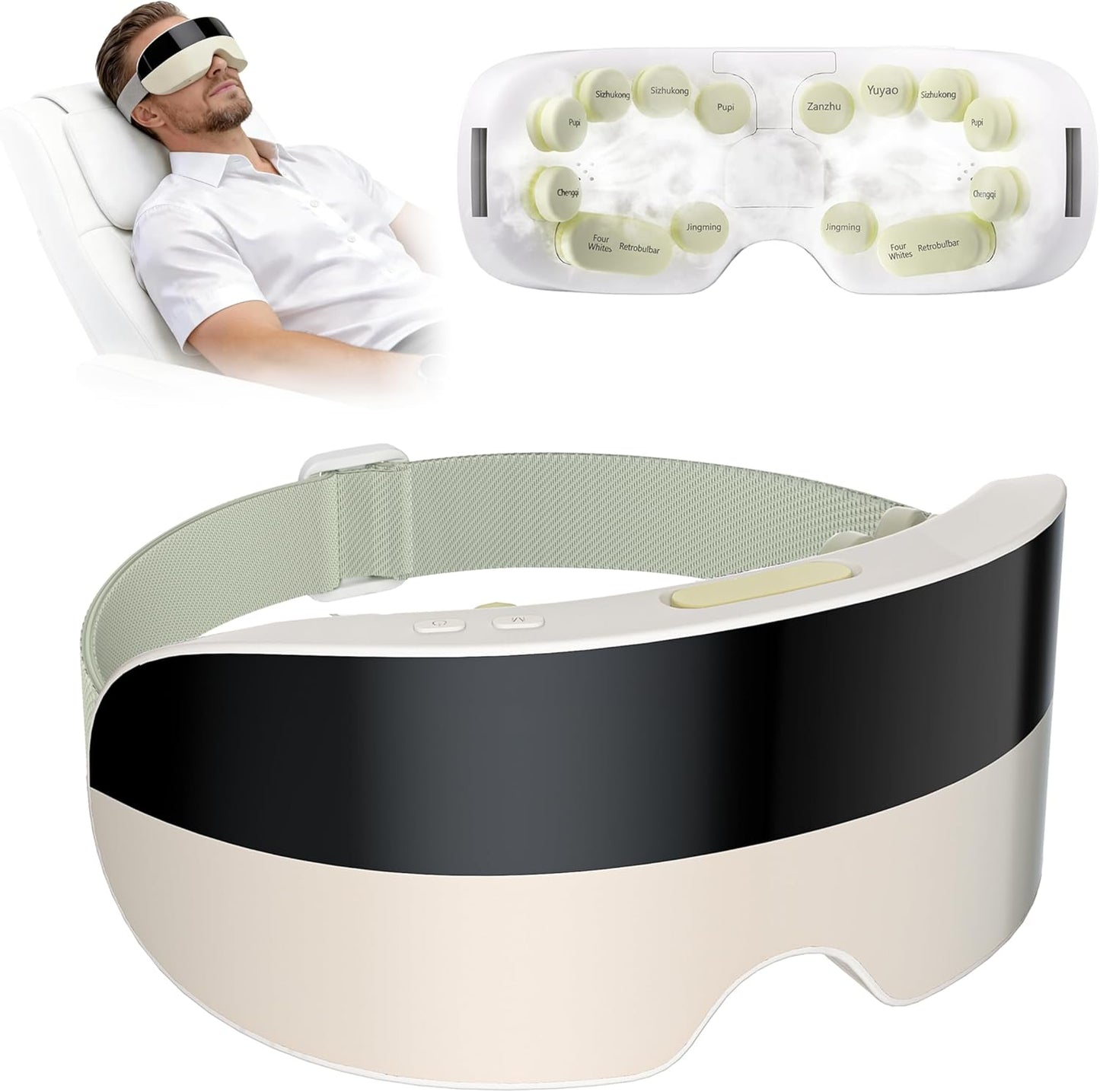 Eye Massager with Heat & Cooling - Smart Heated 3D Massage Mask for Travel & Home Use | Perfect Father's Day Gift