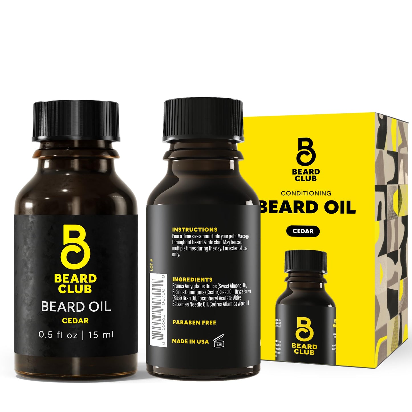 Beard Club Premium Cedar Beard Oil for Men - Natural Castor & Almond Oils - Beard & Mustache Conditioner - Hydrates, Moisturizes, Softens & Soothes Dry Skin - Strengthens Hair Follicles