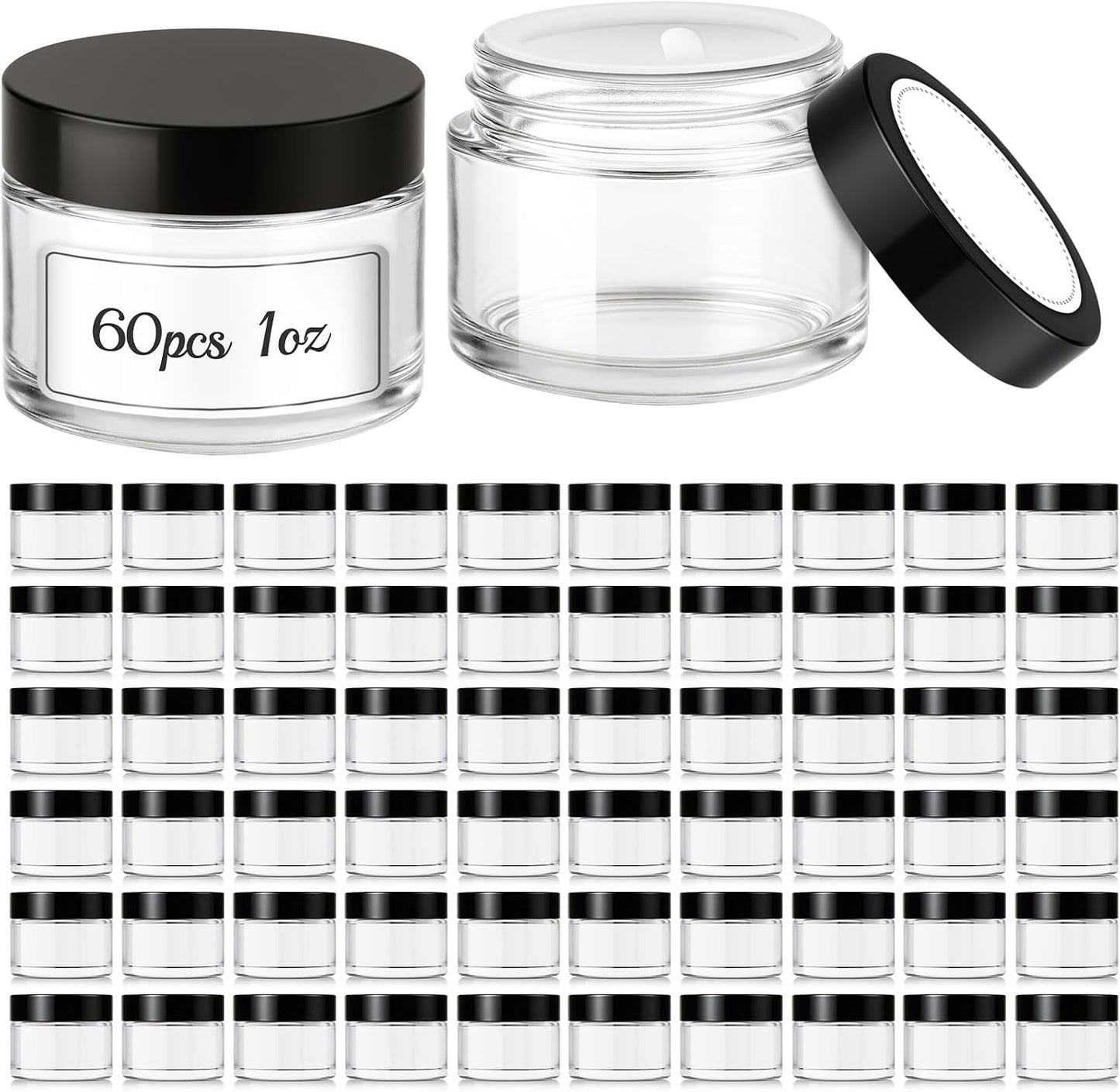 Amber Glass Lotion Jars - 36 Pack 4 oz Refillable Containers with Lids & Inner Liners | Ideal for Creams & Scrubs